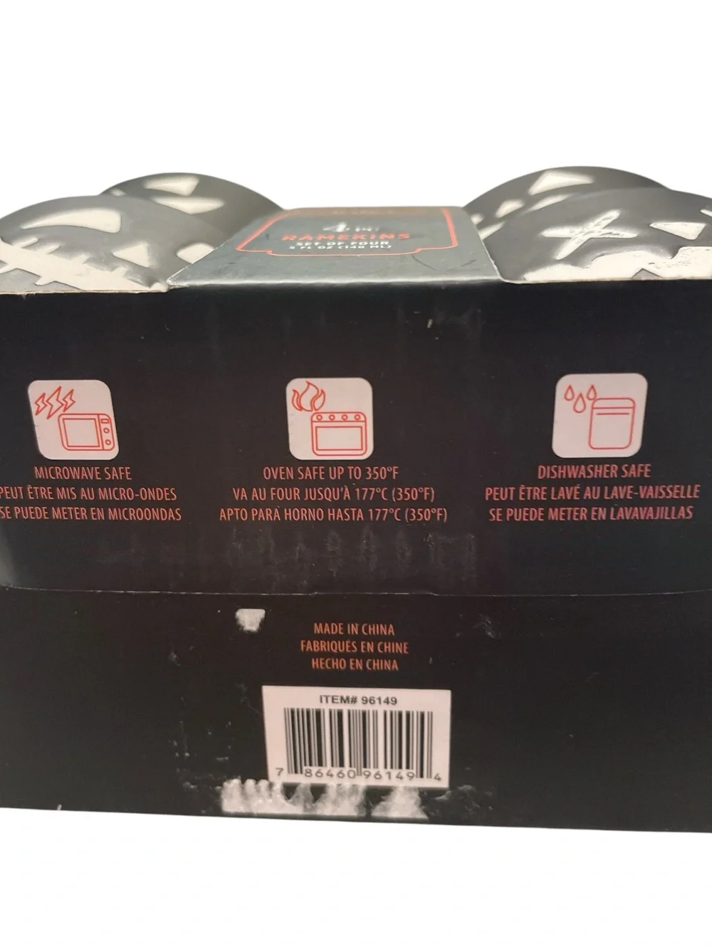 Happy Halloween Black Jack O Lantern Ramekins 5oz Set of 4 NWT